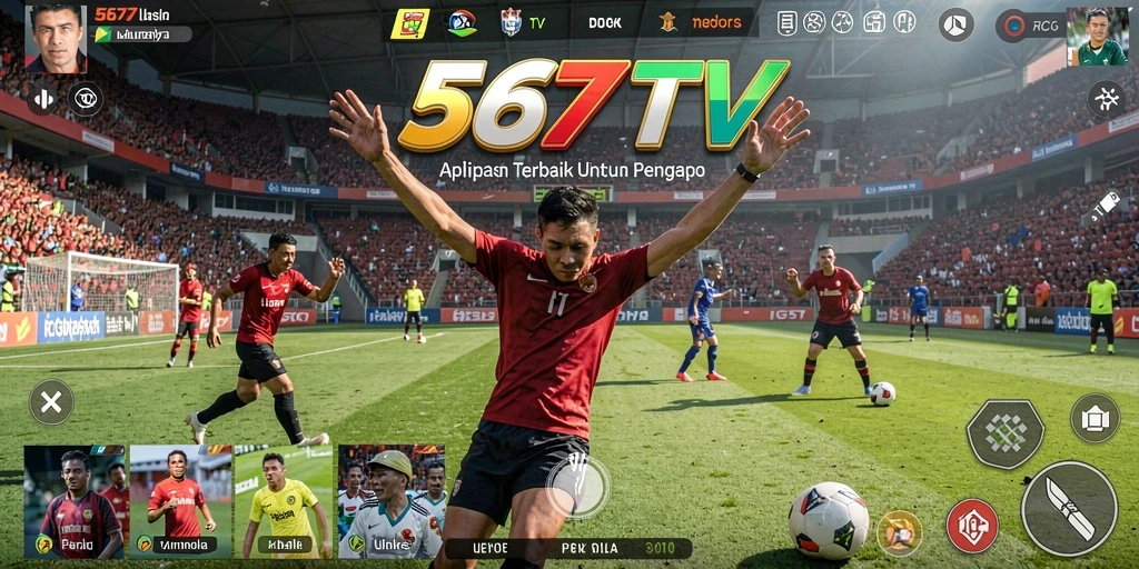 Screenshot 567TV menampilkan siaran langsung pertandingan olahraga.