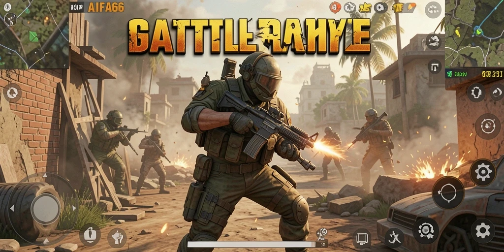Gameplay AIFA66 yang seru dan mendebarkan dalam pertempuran Battle Royale.