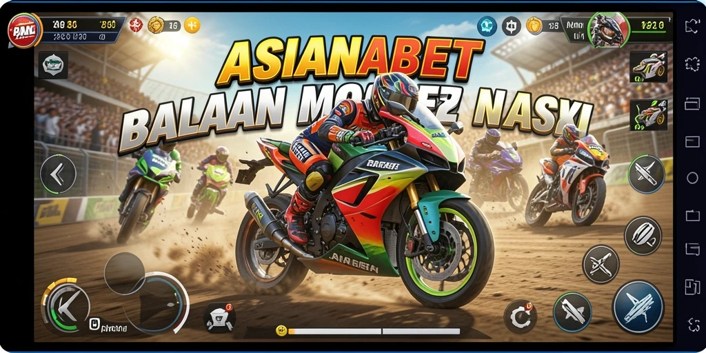 Tampilan gameplay balapan motor yang seru dan mendebarkan.