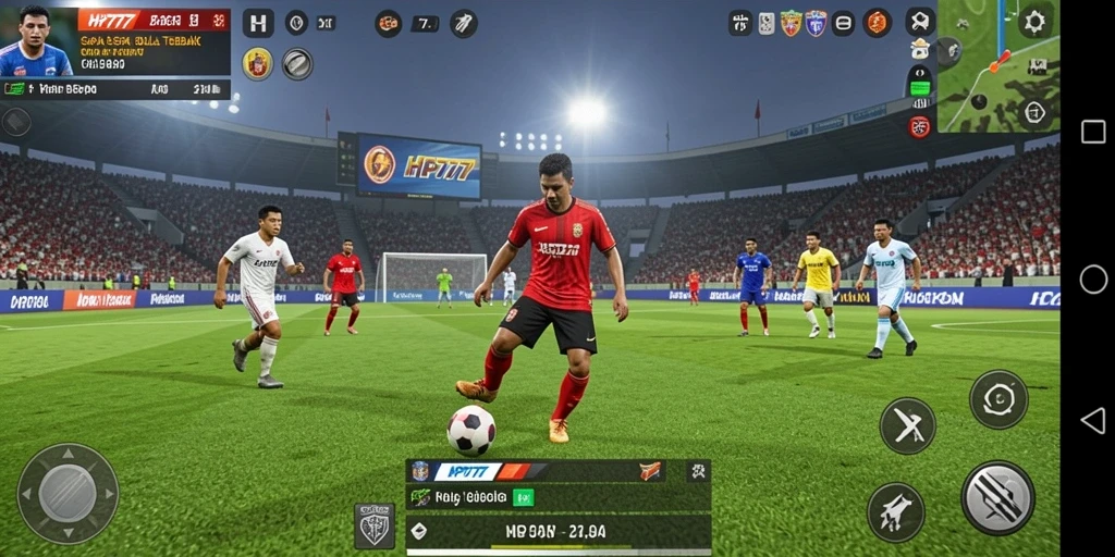 Tampilan mendebarkan dari pertandingan sepak bola dalam HP777.