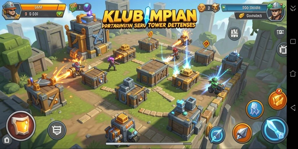 Tampilan gameplay menegangkan dari KLUBIMPIAN dalam aksi Tower Defense.