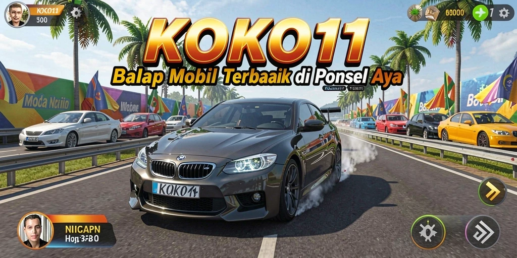 Gameplay KOKO11 yang mendebarkan dan penuh aksi balapan.
