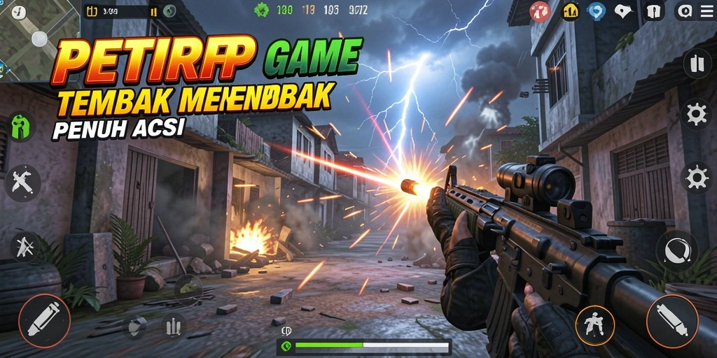 Screenshot menunjukkan aksi intens dalam permainan TPS dengan tampilan luas.