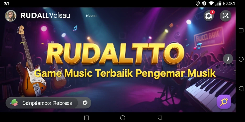 Tangkapan layar gameplay RUDALTOTO menampilkan aksi menari bersama musik.