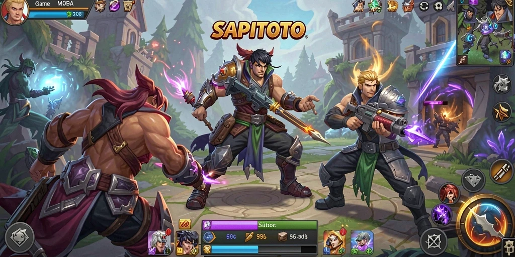 Tampilan mendebarkan pertarungan di arena MOBA SAPITOTO.