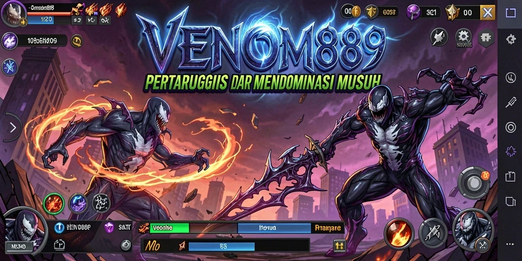 Tangkapan layar VENOM889 menampilkan strategi pertempuran yang intens.