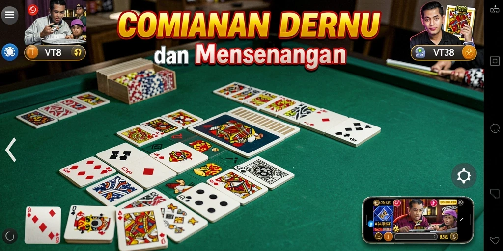 Tampilan gameplay VT38 menampilkan serunya bermain domino secara digital.